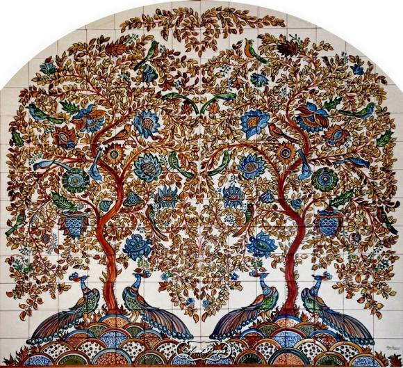 Панно в хамам Райское дерево Индийский орнамент